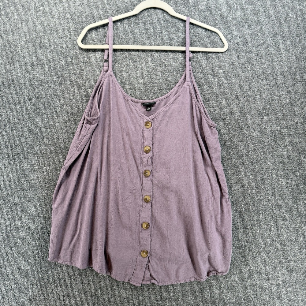 Torrid Top Womens 1X Purple Button Up Sleeveless Boho Cottage Western Casual